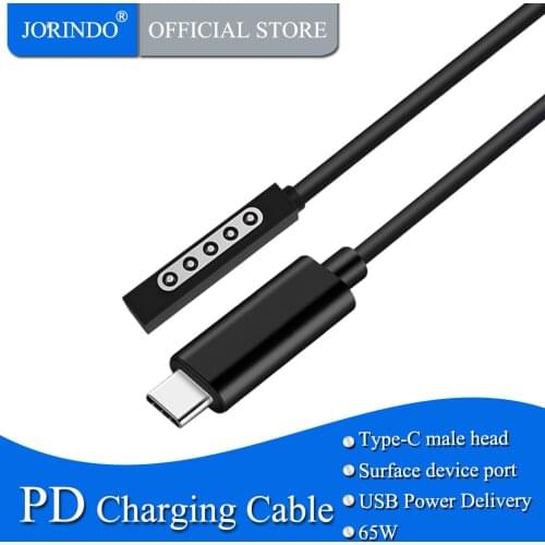 JORINDO 1.5M/4.9ft USB-C male head to surface pro 2 PD Power Charge Cable,type-c to surface device port Fast Charging Line12V3A