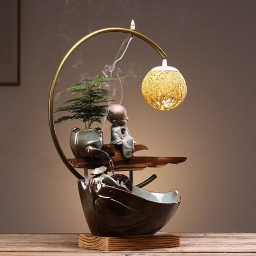 Ceramic Running water Fountain furnishing articles Circulating water Zen garden Landscape plants living room decoration decor