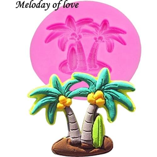 Coconut tree chocolate DIY fondant cake decorating tools silicone mold Sugarpaste Craft Bakeware T0073
