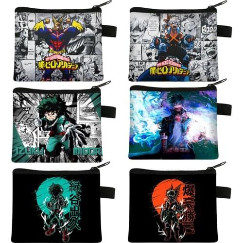 Anime My Hero Academia Short Wallet Midoriya Izuku/Todoroki Shoto Canvas Purse with Coin Pocket Boys Girls Storage Bag