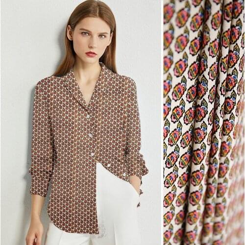 1 Meter Badge Printed Jianhong Crepe Fabric, Small Floral 112 Wide, 18 Millimetres, Anti-wrinkle Mulberry Silk