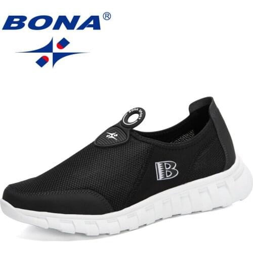 BONA 2021 New Designers Fashion Mens Causal Shoes Mesh Breathable Sneakers Man Black Walking Shoes Mansculino Comfortable Soft