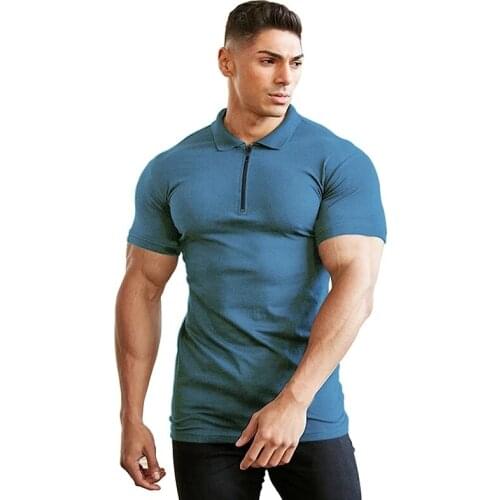 Summer Lapel regular short sleeve slim Street Top Mens cotton fitness casual Golf T-shirt