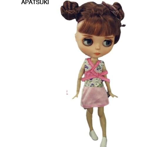 Fashion Doll Clothes For Blythe Doll Outfits Floral Short Top White Long Pants For Blyth Doll 1/6 Dolls Accessories Toy
