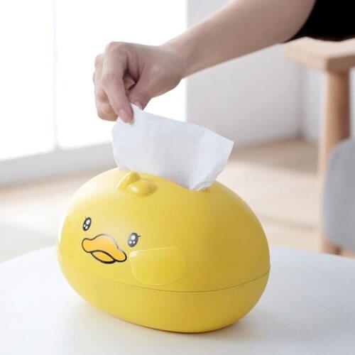 Cartoon Duck Pattern Car Tissue Box Plastic Animal Desktop Paper Holder Facial Tissue Dispenser Storage Napkin Case Organizer