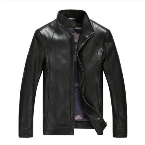 2021 Spring And Autumn New Fashion Men Leather Jacket Casual Stand Collar Leather Coat Short Design Black Leather Clothing