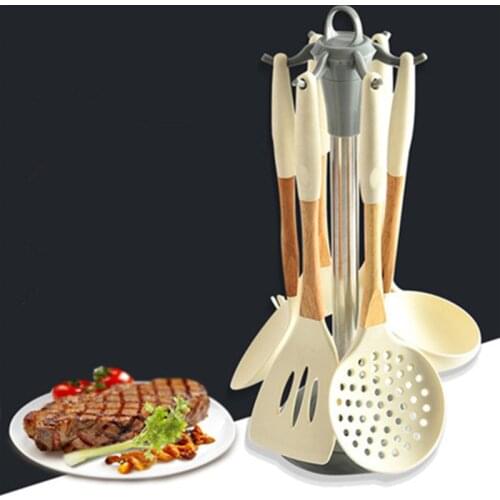 New 6 Pieces Cooking Tools Set Premium Silicone Kitchen Cooking Utensils Set Turner Soup Spoon Strainer Pasta Server Spoon