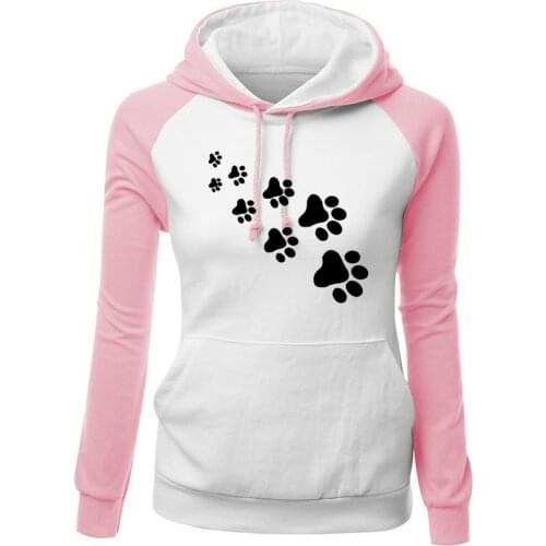 Autumn Jumper Fleece Womens Sportswear Harajuku Print CAT PAWS Cartoon Kawaii K-pop B Clothing Streetwear Hoodies Sweatshirt