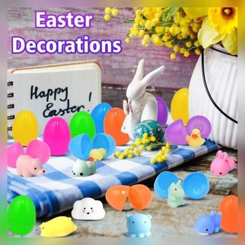Easter Eggs Filled Toys 18PCS Plastic Easter Eggs with Cute Stress Relief Toys squishy kawaii Pinch surprise decompression toy