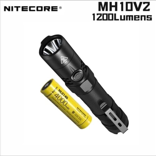 NITECORE MH10V2 Rechargeable Led Flashlight 1200Lumens Utilizes a CREE XP-L2 V6 LED With 18650 4000mAh Battery Ultra Light