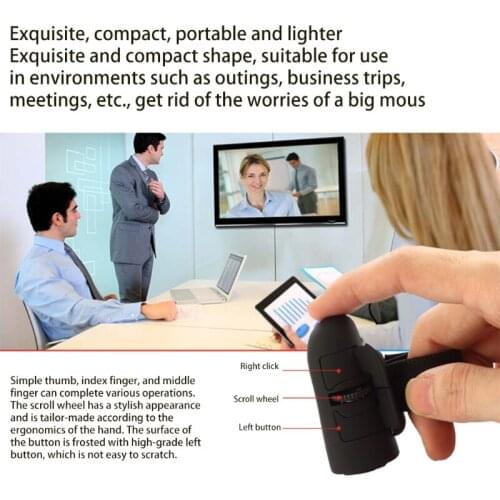 Mini Portable High Speed 2.4g Usb Wireless Lazy Finger Rings Optical Travel Mouse 1200dpi for Pc Laptop Desktop (black)