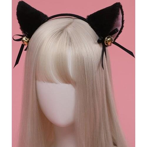 Animal Anime Faux Fur Fox Wolf Bear Cat Dog Ears Headband with Bells Halloween Lolita Headpiece Cosplay Anime Accessories