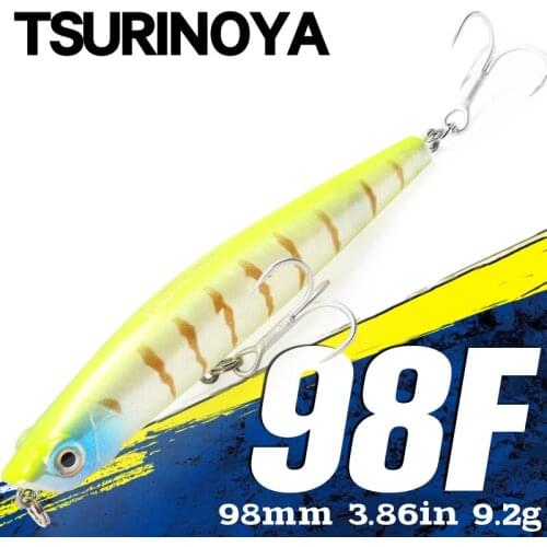 TSURINOYA Fishing Lure Floating Pencil Hard Lure DW66 98mm 9.2g Top Water Artificial Wobbler Pencil Hard Bait for Pike Trout