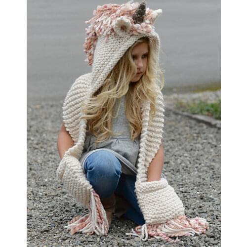 New fashion Innovative cartoon unicorn childrens wool hat autumn and winter warm knit hat comfortable cute baby hat