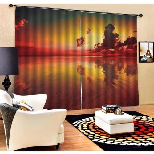 Sunset curtains 3D Curtain Luxury Blackout Window Curtain Living Room Decoration curtains