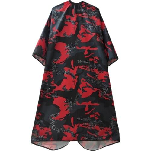 Barber Shop Accessories Elastic Neck Closure Waterproof Barber Cape Camo Red Hair Cutting Cloth for Hairdresser