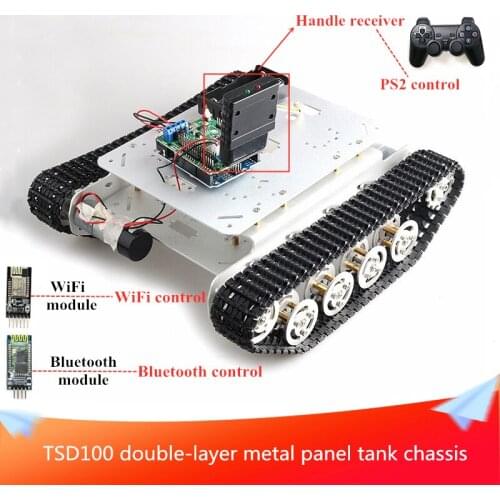 TSD100 Double-layer Metal Panel Shock Absorption Tank Chassis Car DIY WiFi Control Smart Tracked Robot Car Model for Arduino