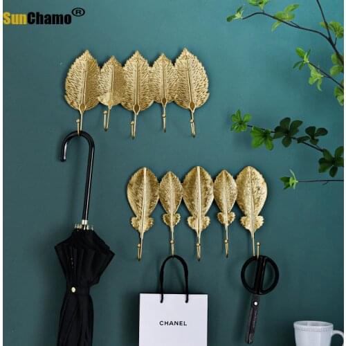 Home Storage Holders & Racks Behind Doors Linving Room Iron Hook Home Deco Key Towel Sundries Storage Racks Gold