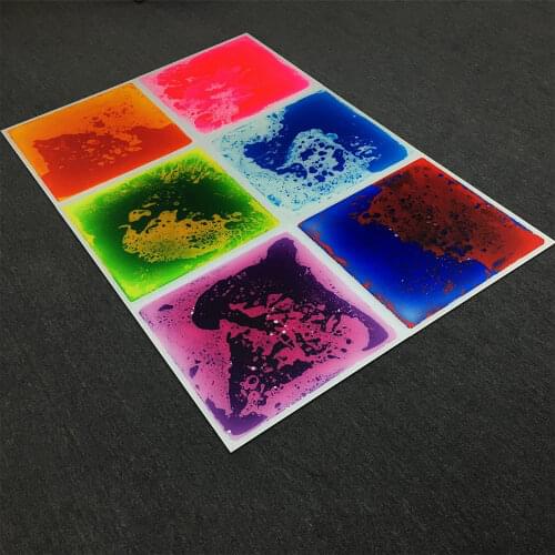 6 Multi-color Liquid Floor Tiles 19.7''x19.7'' Ground Tiles for Nightclub Bar Kids Room Decoration, 1-Piece Flooring Tiles
