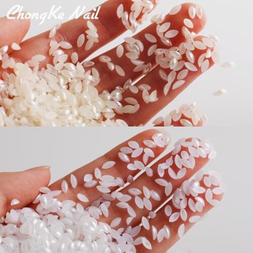 1 pack white / ivory 3x6mm Horse Eyes Shape Imitation pearls Acrylic Decorative Arts Nail gems high quality Pearls