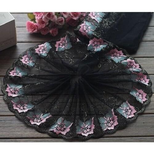 2 Yards Embroidered Lace Trim Big Flower Embroidered Tulle Lace Trim 7.48 Inches Wide