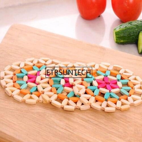 500pcs 14.5cm Diameter Big Circle Bamboo Bowl Disc Plate Pot Holder Heat Insulation Tableware Coaster Cup Mat