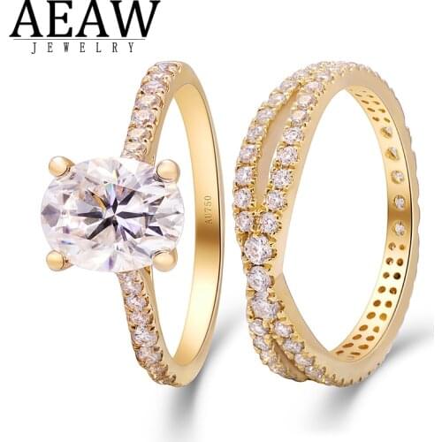 7x9mm 2.0Carat D color Oval Cut Moissanite Engagement Ring Set 18k Yellow Gold Test Positive Lab Gorwn Diamond Certificated