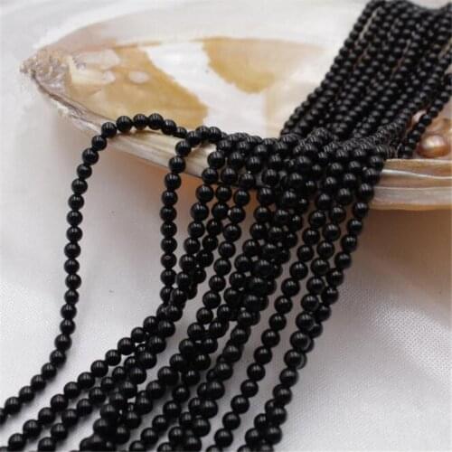Natural stone morion black stone beads 2mm 3mm round beads fashion diy jewelry loose spacers accessories beads 15inch B439