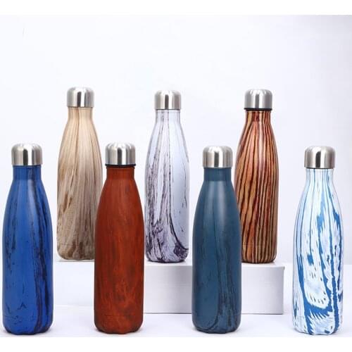 Drink Bottle Drinkware Wood Color Stainless Cola Motion Sport Water Bottle Rugged Water Cup Monolayer No Heat Preservation Cola