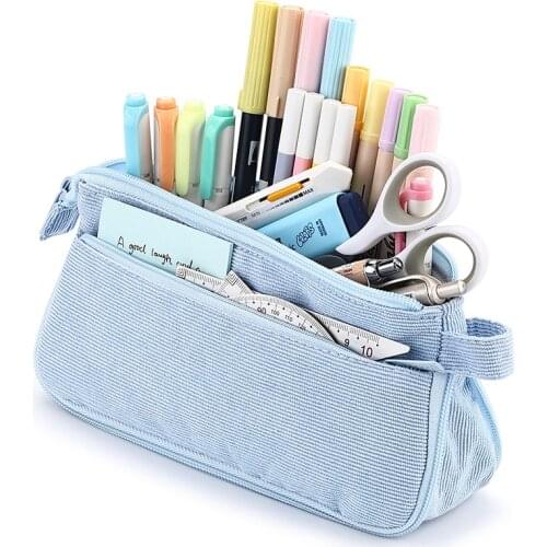 Angoo Multi Zone Pen Pencil Case Bag Novelty Slot Net Pens Holder Handle Storage Pouch Organizer for Stationery School A6434