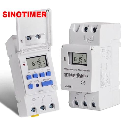 Free Shipping DIN RAIL DIGITAL PROGRAMMABLE TIMER SWITCH 220VAC 16A 2pcs/lot, SINOTIMER BRAND
