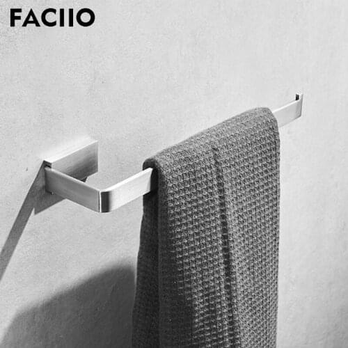 FACIIO Stainless Steel Wall Mounted Bathroom Towel Holder Single Bars Simple Towel Rail Bathroom Hardware Accessories Inox Shelf