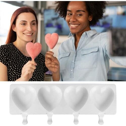 Ice Cream Mold Heart Shape Silicone Popsicle Form Maker Ice Lolly Moulds Ice Cube Tray for Party Bar Decoration