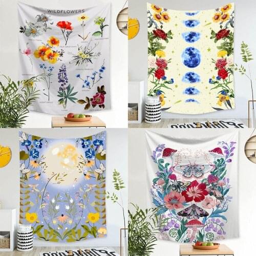 Retro Flower Tapestry Wall Decor Hanging Room Starry Sky Carpet Moon Tapestries Art Home Decoration Accessories