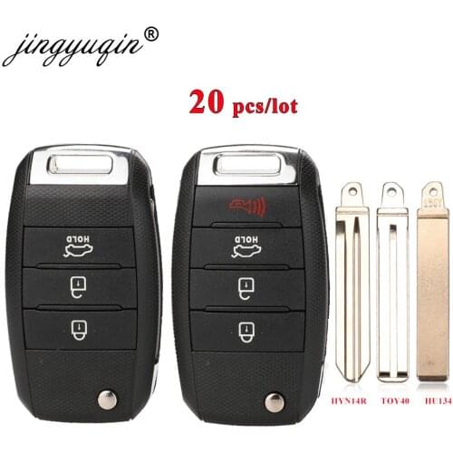 Jingyuqin 20pcs/lot Key Shell fit for KIA Sorento Carens Flip Folding Remote Key Entry Case Fob 4 Button Replacement