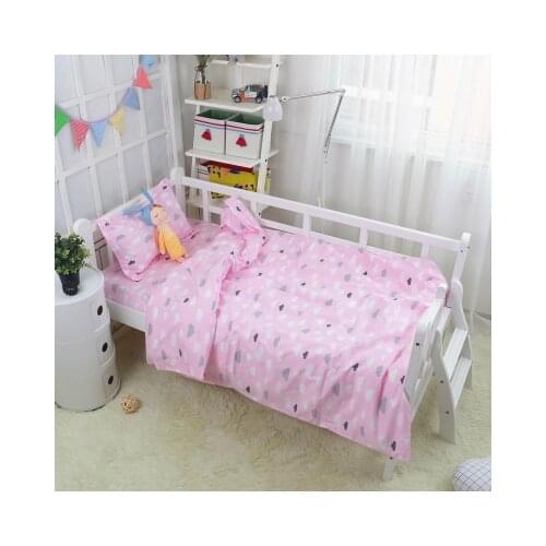 With Filling Pink Cloud Crib Bedding Set Cotton Toddler Baby Bed Linens Children infant cosas para bebe,Duvet /Sheet/Pillow