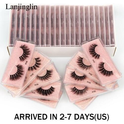 LANJINGLIN eyelashes wholesale 4/10/20/50/100PCS 3d Mink Eyelashes natural long false eyelashes eyelash extension makeup in bulk