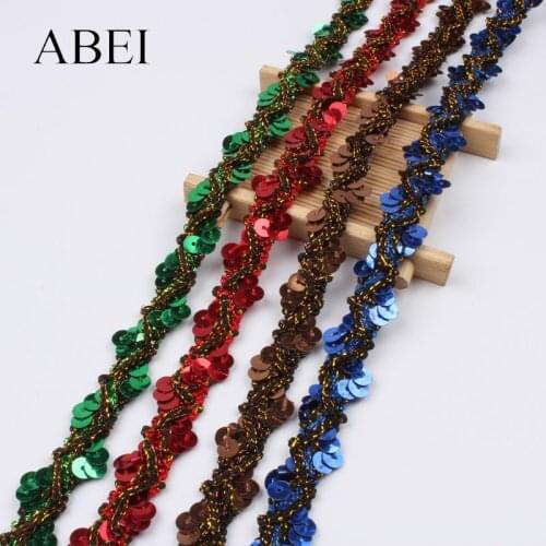 15mm 5Yards Sequines Ribbon Sewing Cosplay Performance Clothing Lace Fabric Trims DIY Handmade Material