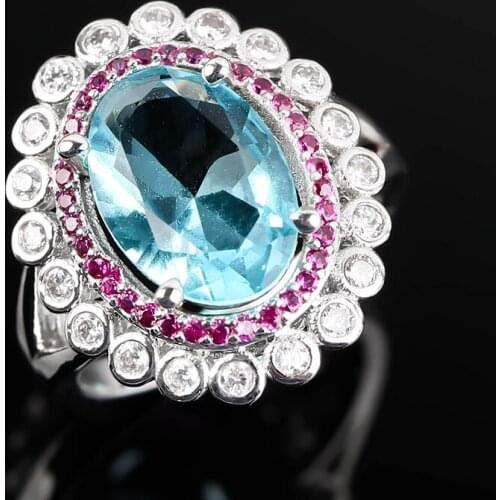 Fashion Blue Stone Rings for Women Elegant Red Crystal Seaming Rings Couple Wedding Rings lady Jewelry 2020 Costume Wholesale