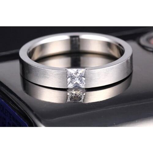 Trendy Simple Design Crystal Rings For Women Men Silver Color Engagement Finger Rings Wedding Party Accessories