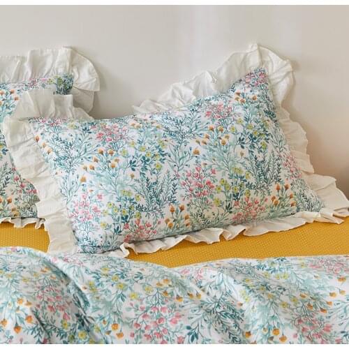 Cilected Nordic INS Plant Flower Lotus Leaf Lace 100% Cotton Pillowcase Soft And Breathable Single Pillow Cushion Cover Decor