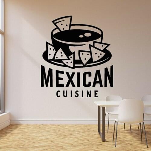 Fast Food Wall Decal Mexican Cuisine Nachos Lettering Logo Door Window Vinyl Stickers Restaurant Dining Room Interior Decor E605
