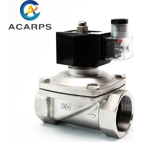 1-1/2" Normally Closed Waterproof Stainless Steel Solenoid Valve 220VAC 12VDC 24VDC Solenoid Valve LED Indicator