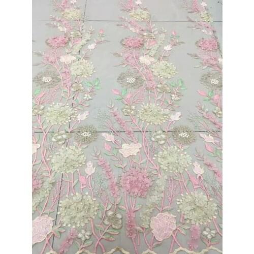 Latest african laces 2018,3d flower french lace, african dresses designs pictures 2018, Embroidery lace fabric 5 yard/lot