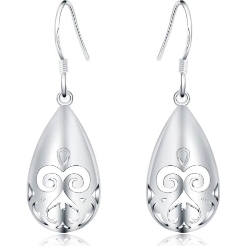 Wholesale Womens Wedding Jewelry Long 925 Silver Color Water Drop Earrings Ms. Exquisite Fashion Jewelry Earrings Gift
