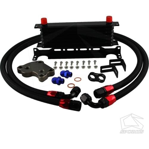 Fit For BMW Mini Cooper S R53 7 Row AN10 Oil cooler+Filter Adapter Hose Kit 02-08 Blue/black