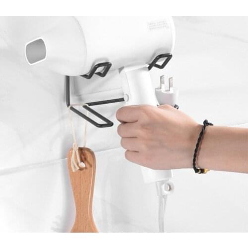 Storage Shelf Punch Free Wall-mounted Stainless Steel Bathroom Hair Dryer Straightener Rack for Home