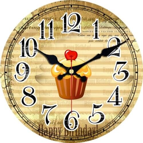 WONZOM Tableware Cake Modern Style Modern Wooden Cardboard Clock,Round Wall Clock for Home Decor Living Room No Ticking Sound