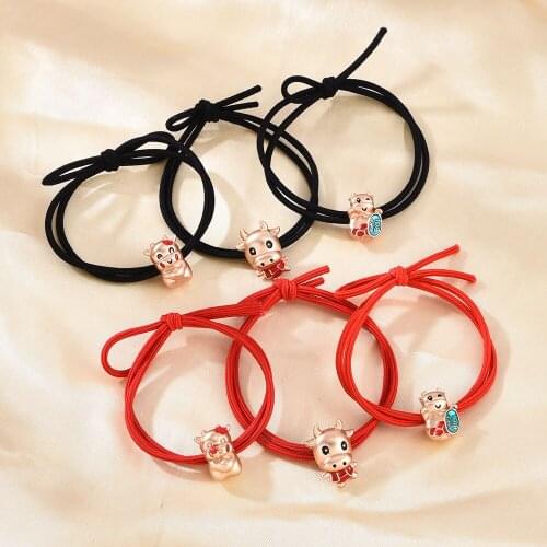 Rope Tie Hair Lucky Red Hair Accessories Natal Year Hair Ring Girl Hair Net Red Year of The Ox Auspicious Meaning Head Rope 2021