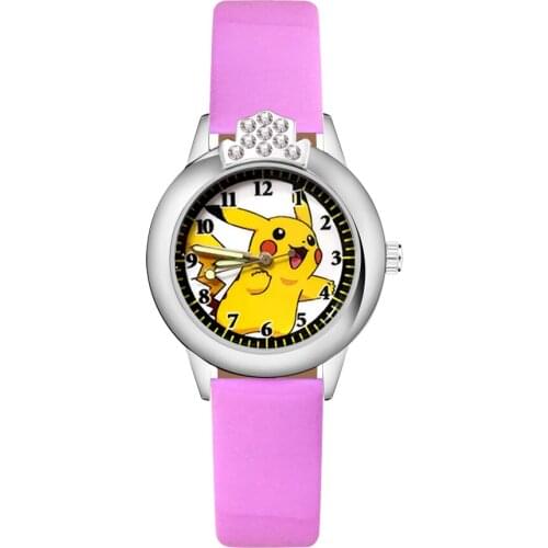 Cartoon Cute Crystal style Childrens Watches Kids Student Girls Quartz Leather strap Wrist Watch Clock JK171